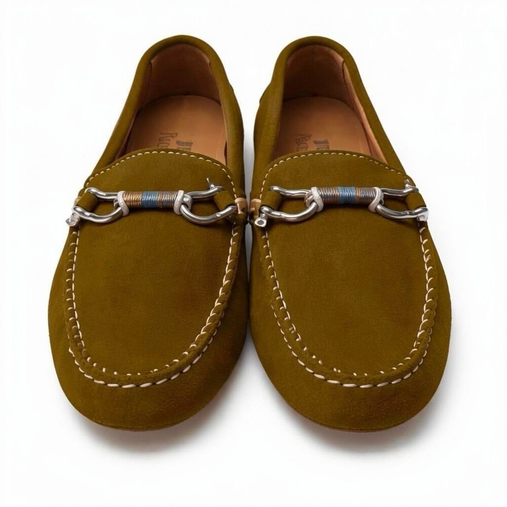 Riomar Horsebit Driver Loafers Suede Tan Mens 8 Coastal Preppy Luxury